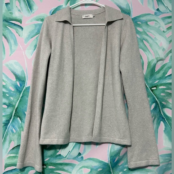 SET Active Jersey Knit Double V Cardigan in Fog, size Small - Picture 4 of 6